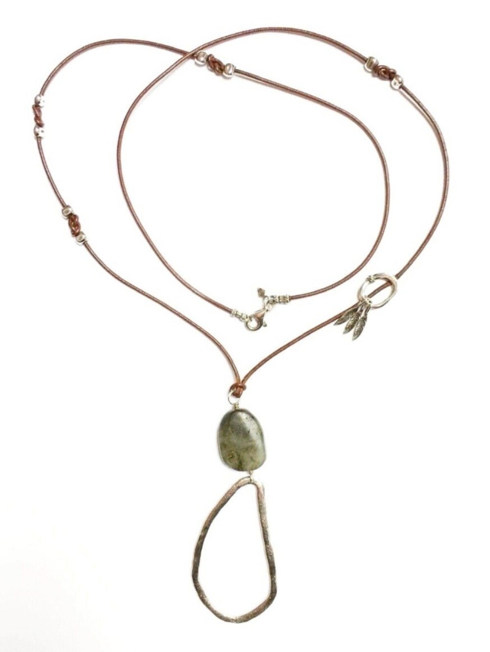 SILPADA Labradorite Sterling Pendant Necklace Leather 32” Natural Stone
